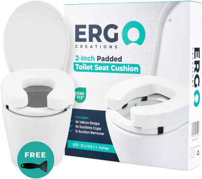 Packaging box of Ergo Creations 2-Inch Padded Toilet Seat Cushion 